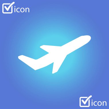 Uçak uçuş biletleri hava sinek seyahat kalkış siluet öğesi. Uçak sembolü. Seyahat etmek simge. Düz tasarım. 