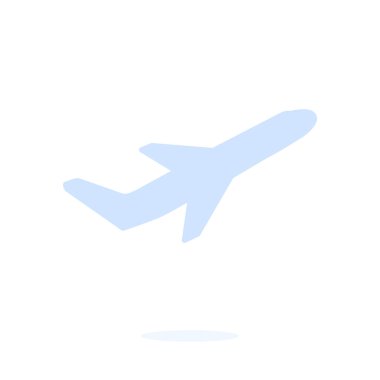 Uçak uçuş biletleri hava sinek seyahat kalkış siluet öğesi. Uçak sembolü. Seyahat etmek simge. Düz tasarım. EPS 10.