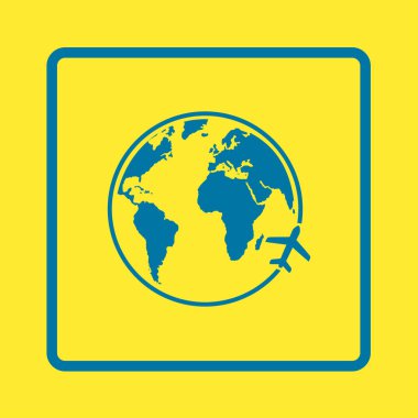 Uçak ikonu yolculuğu. Dünyayı dolaş..