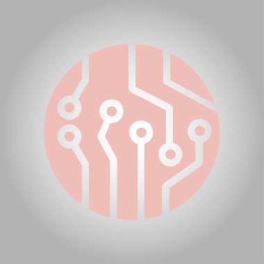 Devre kartı simgesi. Teknoloji düzeni kare simgesi. Düz tasarım stili.