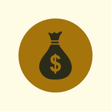 Para çantası ikonu. Dolar dolar para birimi sembolü. Düz tasarım tarzı. EPS 10.