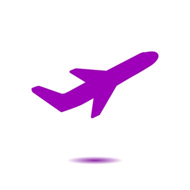 Uçak uçuş biletleri hava sinek seyahat kalkış siluet öğesi. Uçak sembolü. Seyahat etmek simge. Düz tasarım. EPS 10.