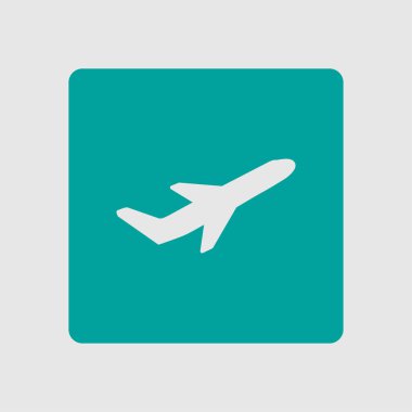 Uçak uçuş biletleri hava sinek seyahat kalkış siluet öğesi. Uçak sembolü. Seyahat etmek simge. Düz tasarım. EPS 10.