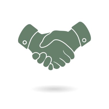 El sıkışma işareti simgesi. Başarılı iş sembolü. Düz tasarım stili.