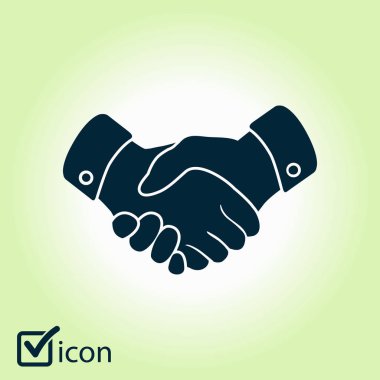 El sıkışma işareti simgesi. Başarılı iş sembolü. Düz tasarım stili.