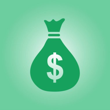 Para çantası ikonu. Dolar dolar para birimi sembolü. Düz tasarım tarzı. EPS 10.