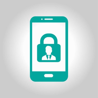 Internet güvenlik kavramı simgesi, kimlik ve koruma sembol telefon ekranında, vektör çizim 