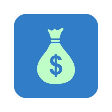 Para çantası ikonu. Dolar dolar para birimi sembolü. Düz tasarım tarzı. EPS 10.