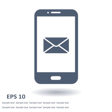Akıllı telefon e- postası veya SMS simgesi. Mobil posta imzası simgesi.