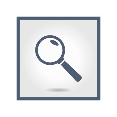 Büyüteç simgesi. Arama düğmesi. Büyüteç Camı. Düz tasarım stili. 