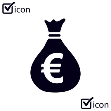 Para çantası ikonu. Euro para birimi sembolü. Düz tasarım tarzı. EPS 10.