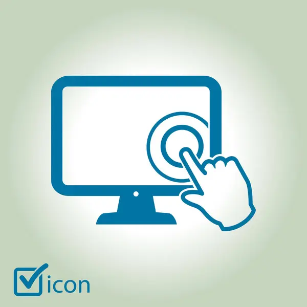 Sentuh Layar Monitor Icon Hand Simbol Penunjuk - Stok Vektor