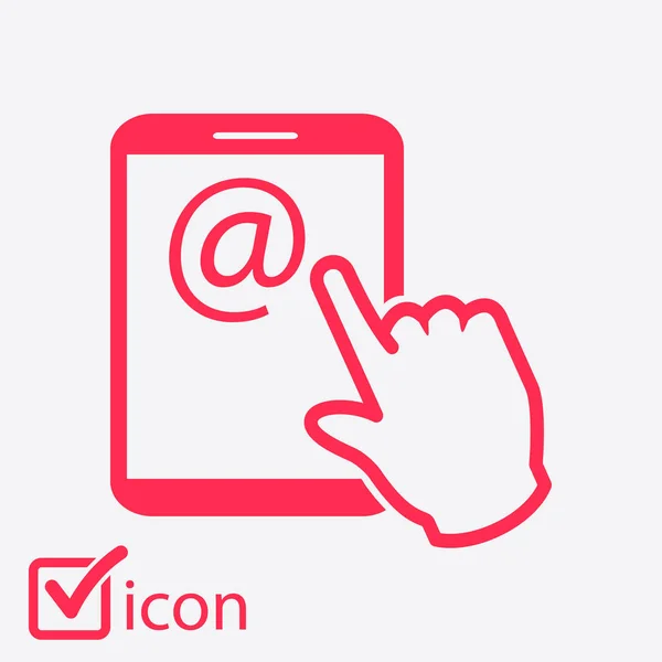 Dotykové Obrazovky Tablet Ikona Podepsat Symbol Ukazatele Ruky Pošta Obrazovce — Stockový vektor