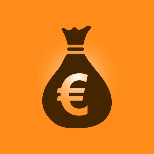 Money Bag Icon Euro Eur Currency Symbol Flat Design Style — Stock Vector