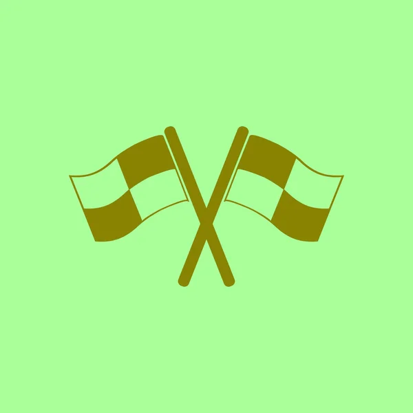 Flaggikonen Läge Markörsymbol Rutiga Flaggor Logga Platt Designstil — Stock vektor