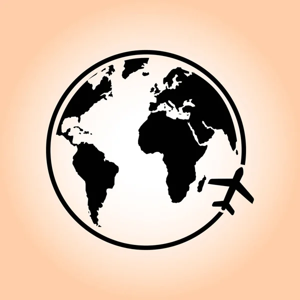 Airplane Icon Travel Trip World — Stock Vector