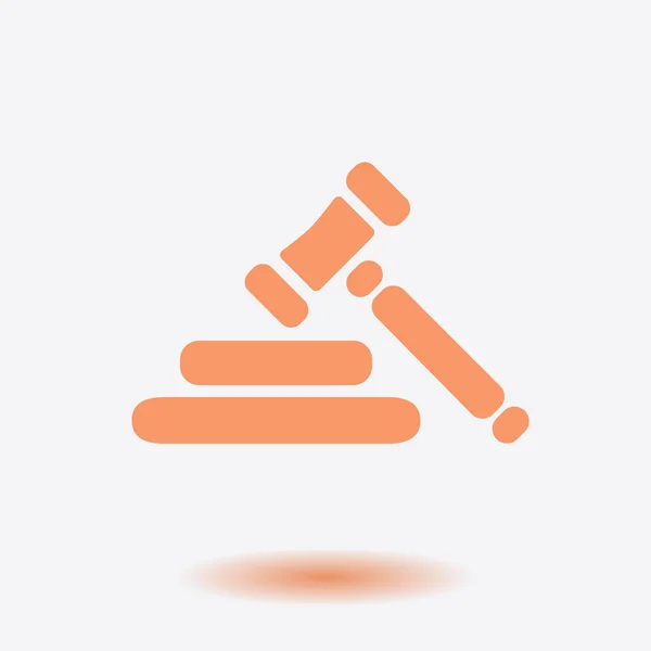Auction Hammer Symbol Law Judge Gavel Icon Flat Design Style — Stock Vector
