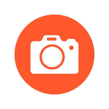 Fotoğraf makinesi simgesi. DSLR kamera simgesi. Dijital kamera. Düz tasarım biçimi. 