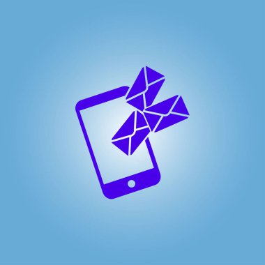 Akıllı telefon e- postası veya SMS simgesi. Mobil posta imzası simgesi.