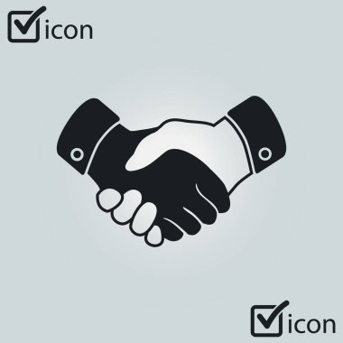 El sıkışma işareti simgesi. Başarılı iş sembolü. Düz tasarım stili.