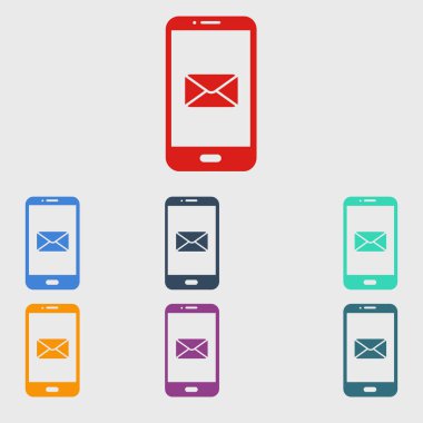Akıllı telefon e- postası veya SMS simgesi. Mobil posta imzası simgesi.