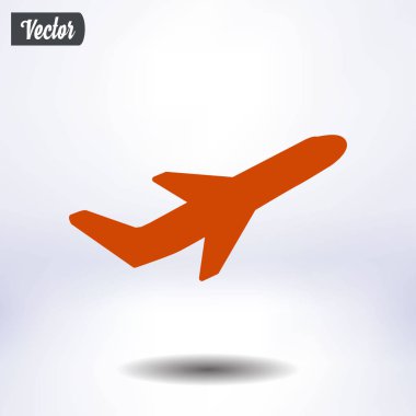 Uçak uçuş biletleri hava sinek seyahat kalkış siluet öğesi. Uçak sembolü. Seyahat etmek simge. Düz tasarım. EPS 10.