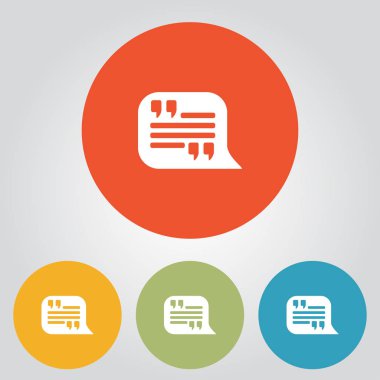 Simge alıntı. Tırnak işareti konuşma balonu sembol. Doğrudan nutuk işareti.