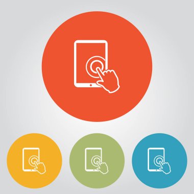 Değmek perde tablet Pc işareti simgesi. El işaretçi simgesi. 
