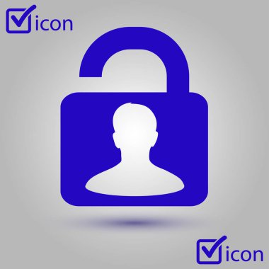 Simgesini kilidini. Düz tasarım stili. Kullanıcı erişimi.