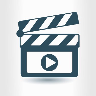 Film yapımcısı clapper kurulu simgesi. Düz tasarım stili.