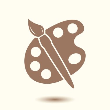 Boya fırça paleti simgesi ile. Düz tasarım stili.