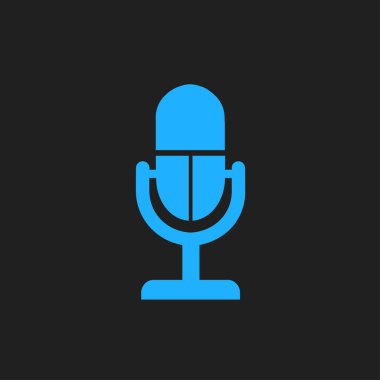 Mikrofon simgesi. Sözcü sembolü. Canlı müzik işareti. Düz tasarım tarzı. Vektör EPS 10.