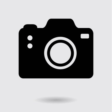 Fotoğraf kamera simgesi. DSLR kamera işareti simgesi. Dijital fotoğraf makinesi. Düz tasarım stili. 