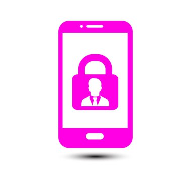 Internet güvenlik kavramı simgesi, kimlik ve koruma sembol telefon ekranında, vektör çizim 