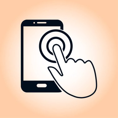 Dokunmatik ekran smartphone işareti simgesi. El işaretçi simgesi. Düz tasarım stili. Vektör Eps 10.