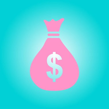 Para çantası ikonu. Dolar dolar para birimi sembolü. Düz tasarım tarzı. EPS 10.