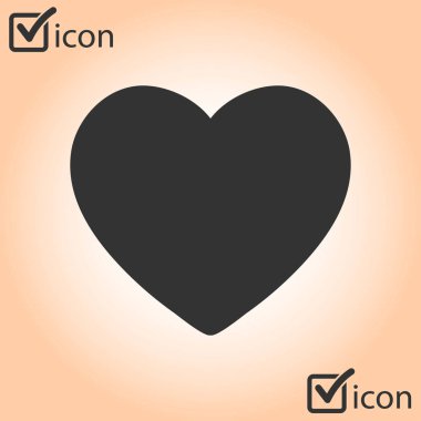 Sevgililer günü, düz kalp simgesi, vektör çizim 