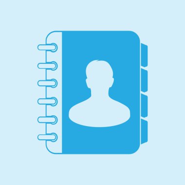 Adres Defteri simgesini. Düz tasarım stili. Eps10.