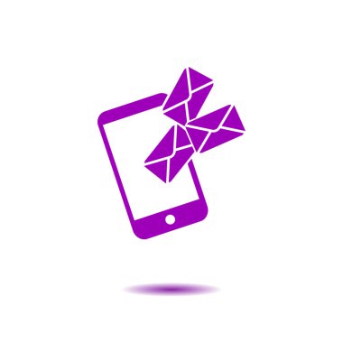 Akıllı telefon e- postası veya SMS simgesi. Mobil posta imzası simgesi.
