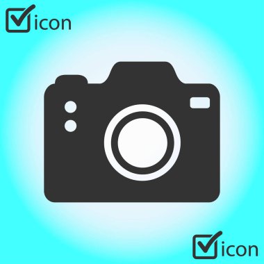 Fotoğraf makinesi simgesi. DSLR kamera simgesi. Dijital kamera. Düz tasarım biçimi. 