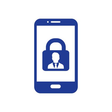 Internet güvenlik kavramı simgesi, kimlik ve koruma sembol telefon ekranında, vektör çizim 