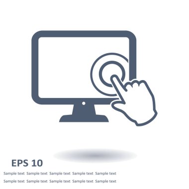 Ekran monitör simgeye dokunun. El işaretçi simgesi.