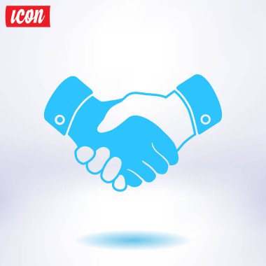 El sıkışma işareti simgesi. Başarılı iş sembolü. Düz tasarım stili.