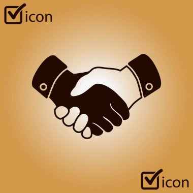 El sıkışma işareti simgesi. Başarılı iş sembolü. Düz tasarım stili.