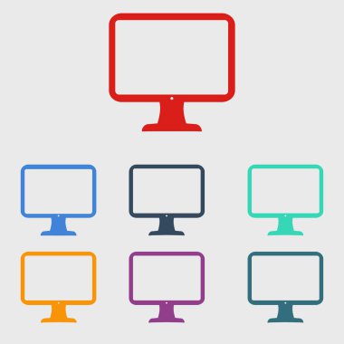 bilgisayar ekran işareti simgesi. Monitör simgesi. Düz tasarım stili.