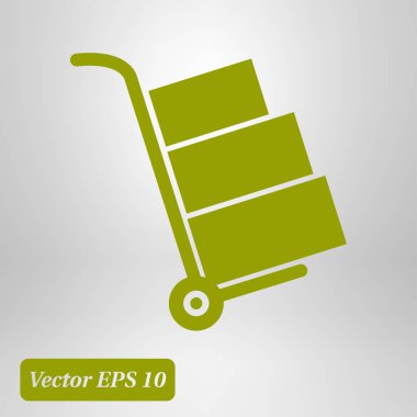 Kutuları simge kamyonla. El kamyon işareti erkek.