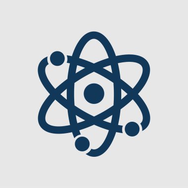 Atom işareti simbol. Atom parçası simgesi.