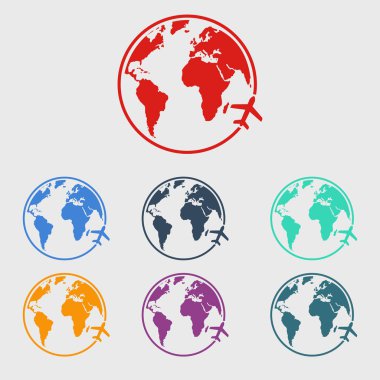 Uçak ikonu yolculuğu. Dünyayı dolaş..