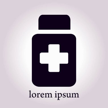 Uyuşturucu simgesi imzala. Haplarla paketi. Düz tasarım stili. Vektör Eps 10.