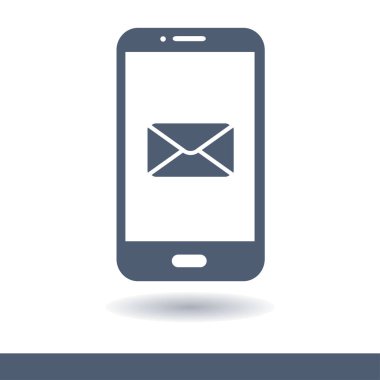 Akıllı telefon e- postası veya SMS simgesi. Mobil posta imzası simgesi.